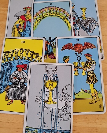 Image of cards in the Cups tarot card meanings section