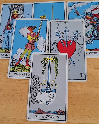 Image of cards in the Swords tarot card meanings section