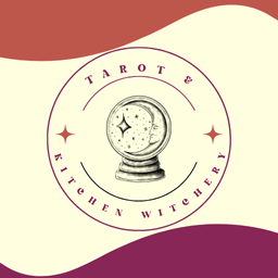 Tarot and kitchen witchery logo with a crystal ball in the center